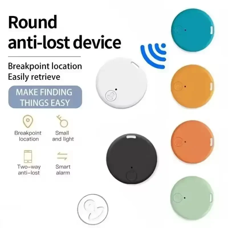 ZLRLMHY Dispositivo anti-smarrimento, Animale domestico circolare, Borsa per bambini, Monitoraggio portafoglio, Localizzatore intelligente, Mini localizzatore Bluetooth 5.0