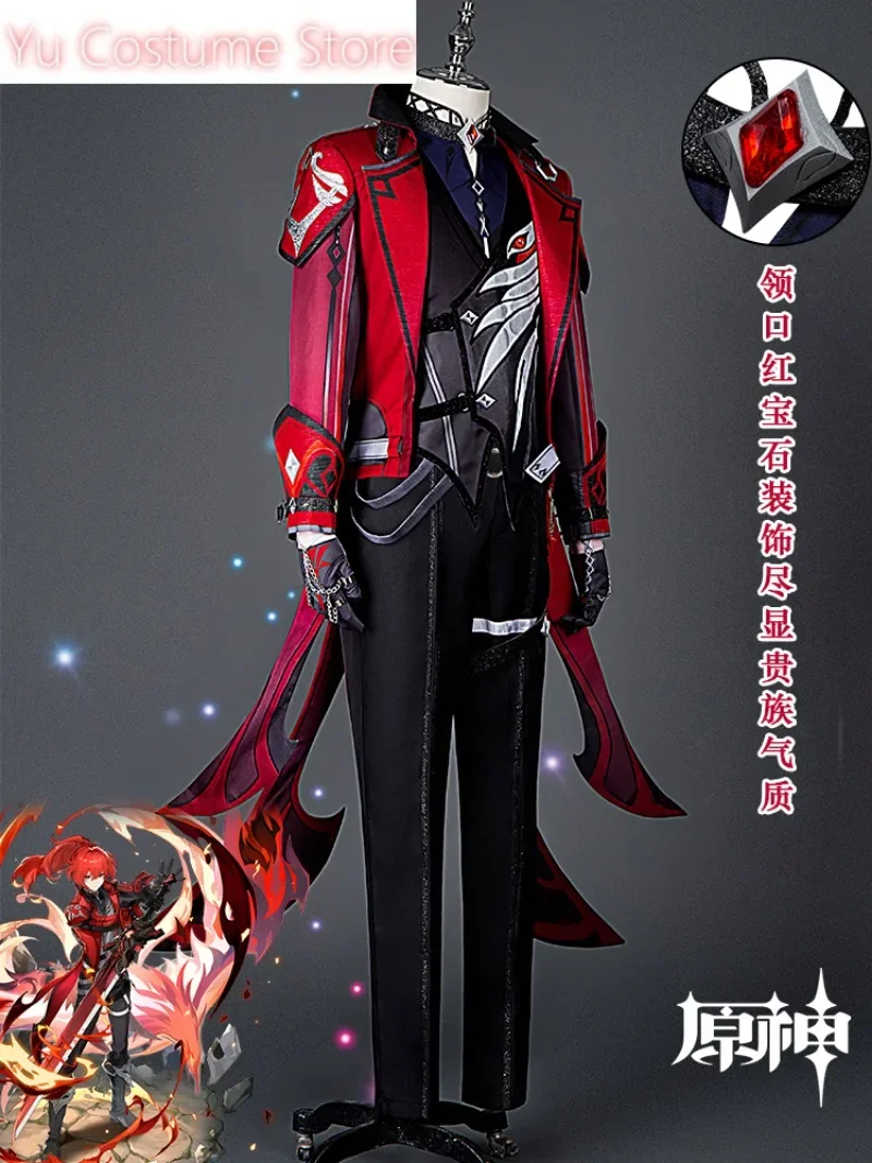 Genshin Impact Diluc Ragnvindr Red All Night Men Cosplay Costume Cos Game Anime Party Uniform Hallowen Play Role Clothes