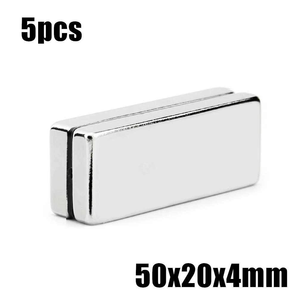 5pcs 50x20x4mm Super Powerful Strong Rare Earth Block NdFeB Magnet Neodymium N35 Magnets 50*20*4mm