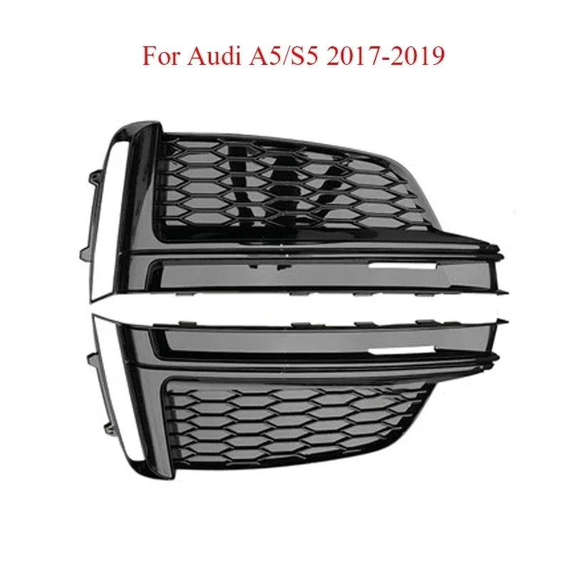 

2PCS Front Lower Bumper Fog Light Grille Cover for Audi A5 Sport S5 Sline 2017-2019 Auto Car Styling Accessory Left & Right