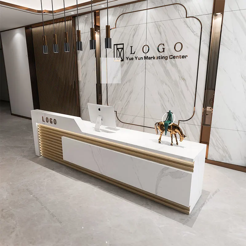 Modern High-end Company Front Reception Desk, Nordic Luxury Reception Counter for Beauty Salon & Clothing Store, Customizable