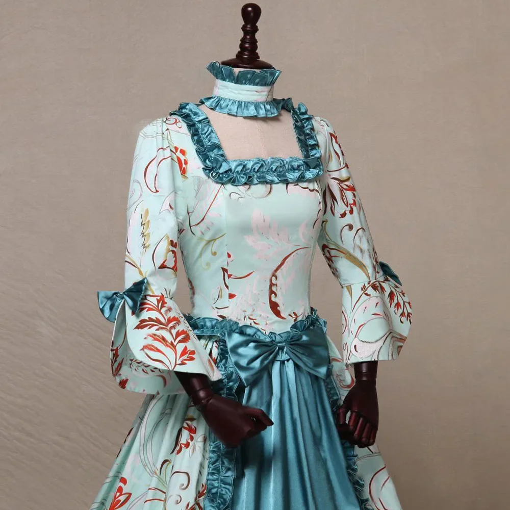 Plus Size Medieval Victorian Party Princess Dress Queen Floor Cos Renaissance Luxury Vintage Printed Gown Robe Dresses For Lady