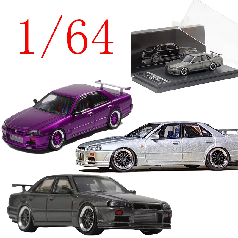 

Mortal Diecast 1/64 Diecast NISSAN Alloy Model Cars NISSAN R34 SYKINE25GT-T Play Vehicles Toys for Boys Gift Original Box