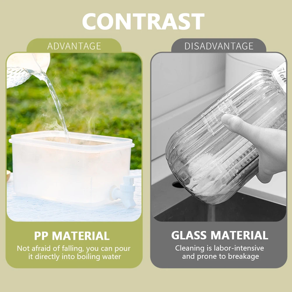 

3.5/5/10L Cold Water Jug Fridge Beverage Dispenser with Spigot Filter Leakproof PP Iced Juice Dispenser for Fridge Parties Home