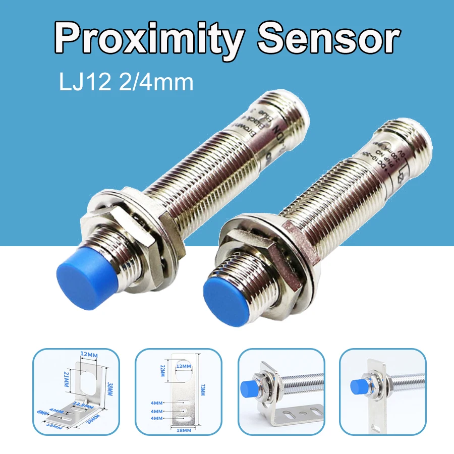 LM12 Plug-in Inductive Proximity Sensor Switch 4pin Sn:2/4mm 6-36VDC 90-250VAC NPN PNP NO NC NO+NC Mounting Bracket Optional