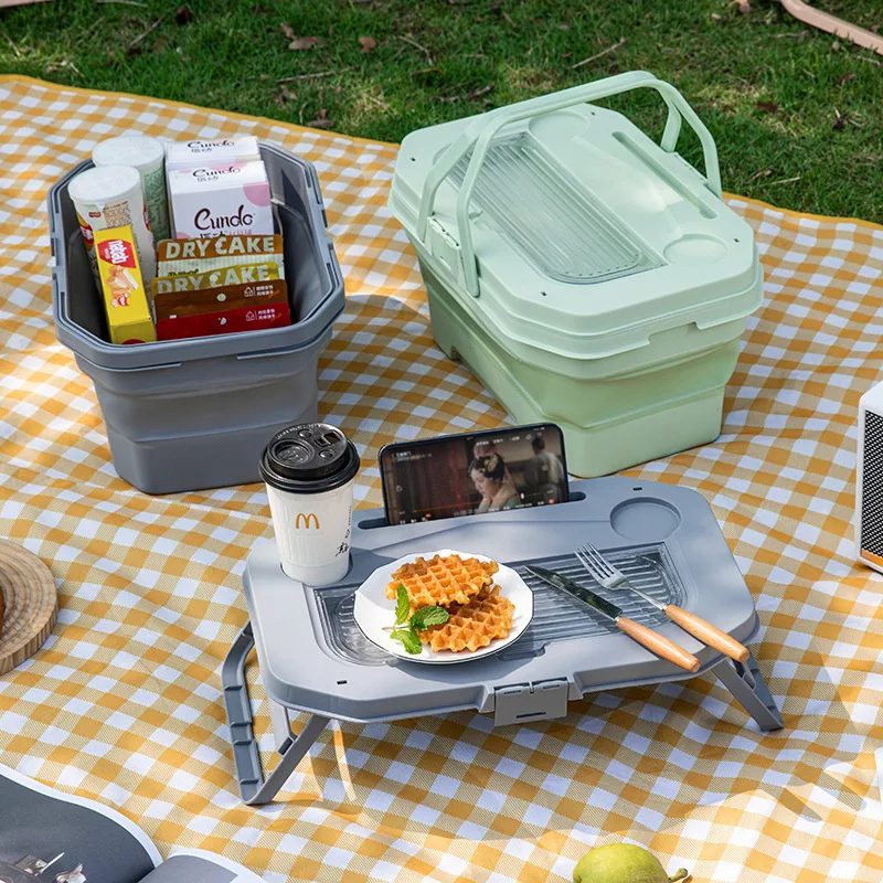 

Large Capacity Portable Heavy-Duty Folding Picnic Basket with Lid for Camping, Outdoor Spring Outings, Fruit Baskets