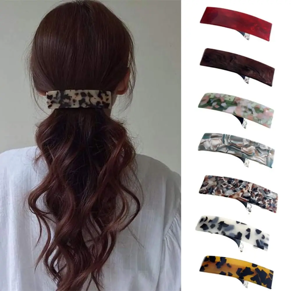 Acetate Acrylic French Hair Barrettes Automatic Curved Rectangle Styling Resin Spring Hairpin Hair Accessories