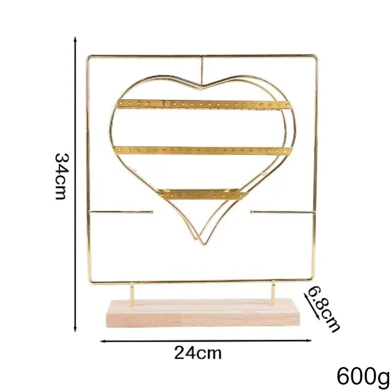 Metal Jewelry Stand Vertical Ring Storage Holder Luxury Wooden Earring Display Shelf Jewellery Organizer Packaging Supplies Prop