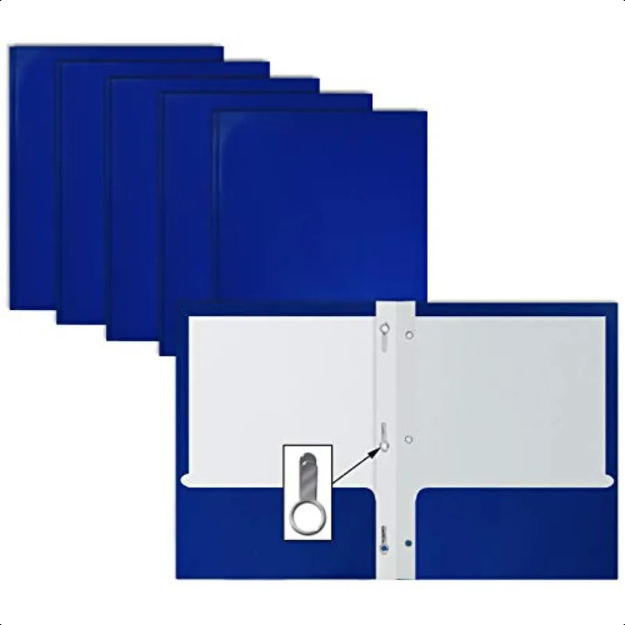 

25Pack Glossy Blue 8.5 x 11Inch File Folders with etal Prongs Letter Size 25 Pack