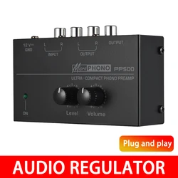 Ultra Compact PP500 Phono Preamplifier With Black Rubber Turntable Amplifier RCA Output and Low Noise Preamplifier