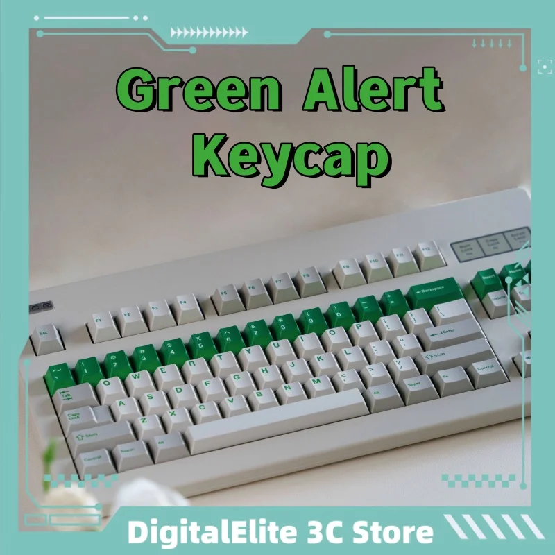 gmk green alert themed mechanical keycaps original factory altura pbt heat sublimation e customized korean radicals key cap 01