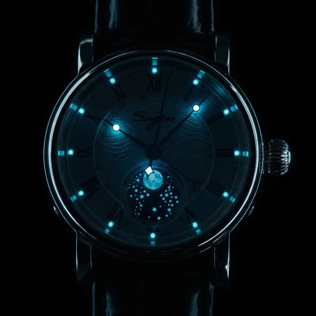 Sugess Moonphase Automatic Mechanical Men's Watch Wristwatches