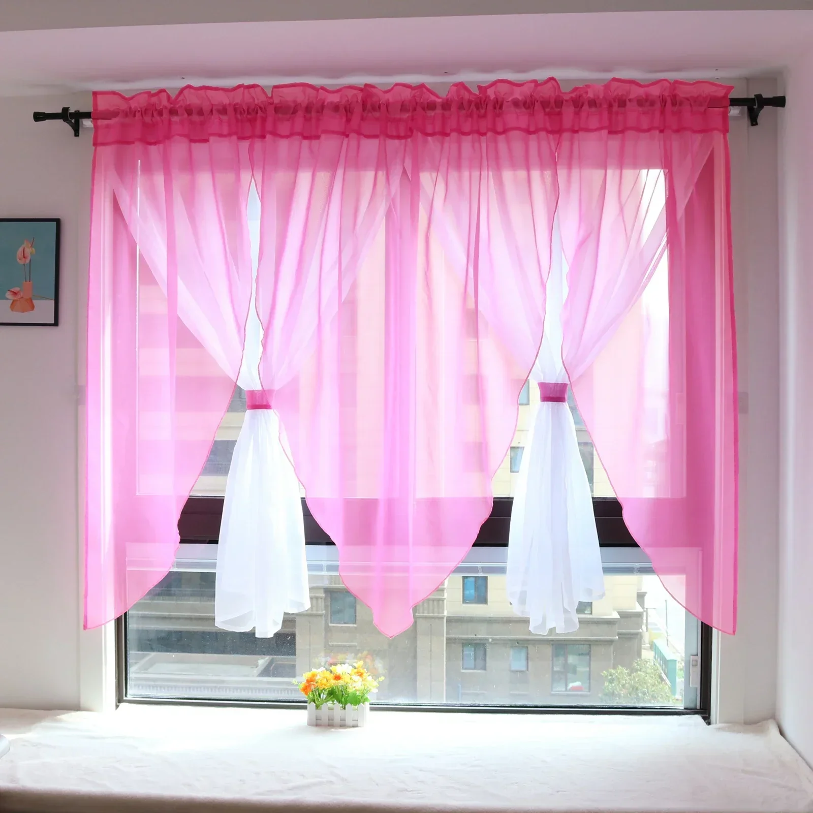Stevige voile sluier woonkamer balkon slaapkamer gordijn pure korte keuken raambekleding