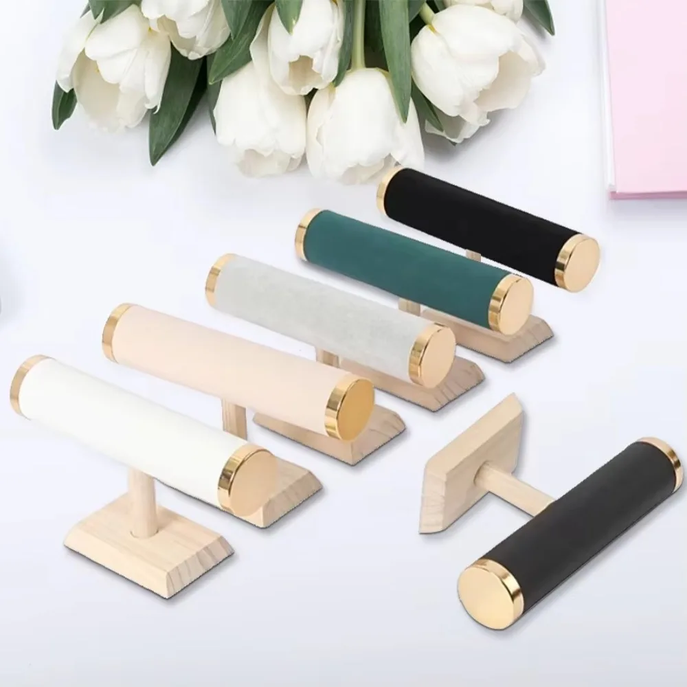 

Fashion Solid Wood Bracelet Holder Metal Cover Single Layer Jewelry Organizer Hair Ring Storage Shelf Velvet Watch Holder