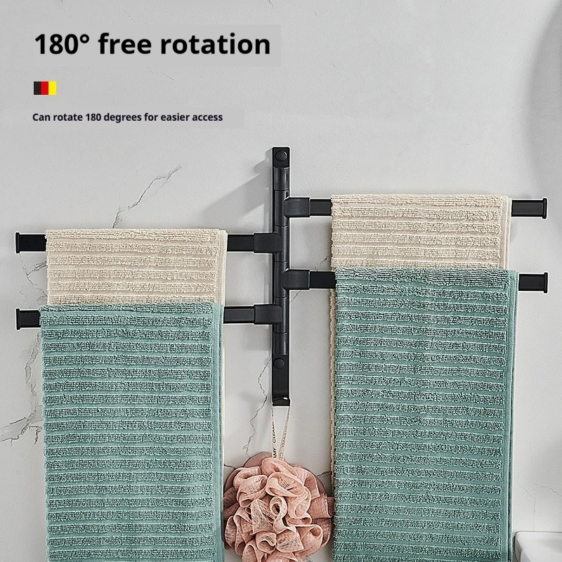 180° Rotating Foldable Towel Rack,Wall Mounted Bathroom Towel Holder,Rustproof Towel Rail,Space Saving Drying Rack
