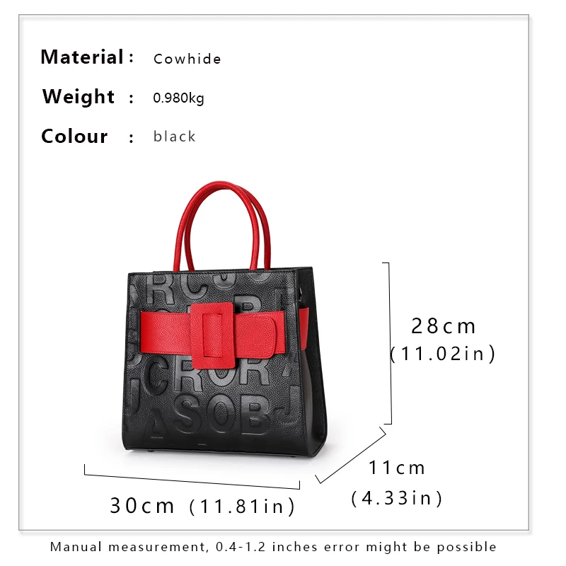 Aidrani new high-capacity genuine leather handbag    fashion letter printing design luxury brands cowhide square bag