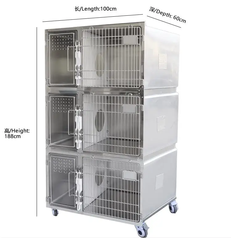 Hot Selling Veterinary Clinic Equipment High quality veterinary animal cages stainless steel cat cage 3 layers pet breeding cage