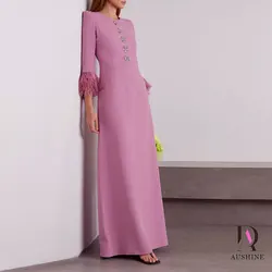 Aushine-vestido de noche de cumpleaños de lujo para mujer, vestidos de fiesta de boda elegantes hasta el tobillo, mangas completas, 2024Fu