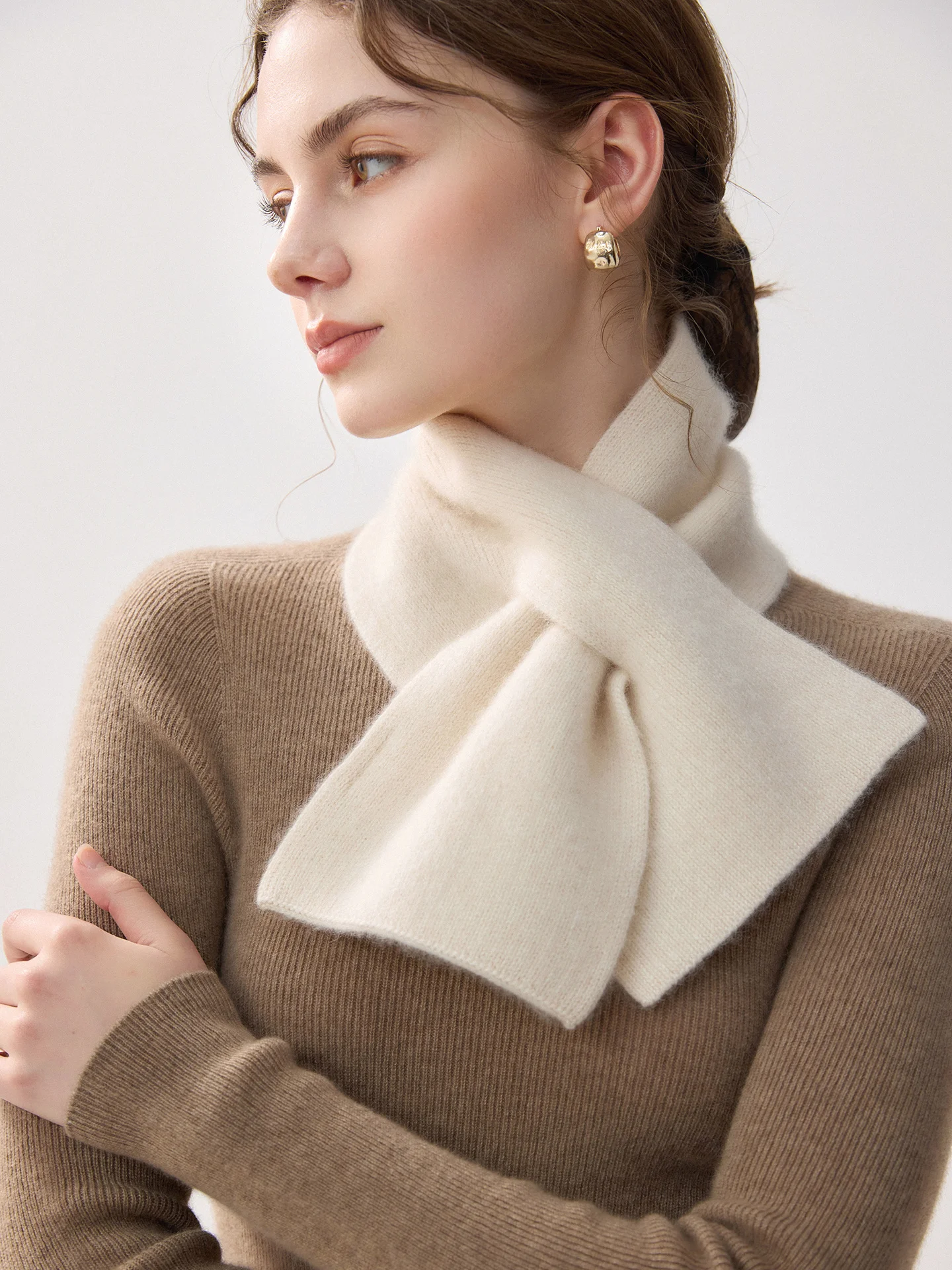 TLOML Women's 100% Cashmere Scarf Simple Versatile Solid Design Autumn Winter Soft Warm Cashmere Knitted Fashion Small Scarf