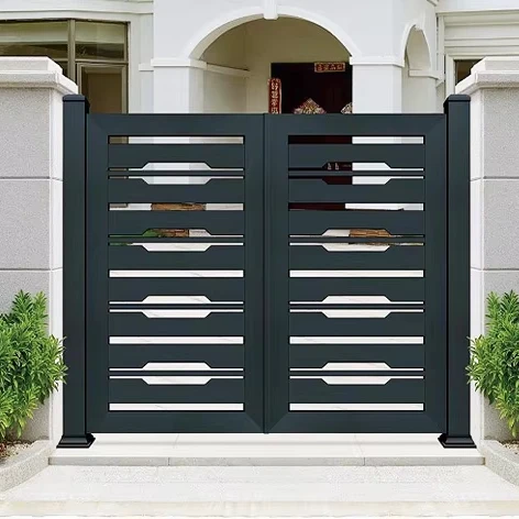 

Modern House Aluminum Fence Gate Electric Double Courtyard Outdoor Swing Driveway Security Design Villa Farm Garden-Easy