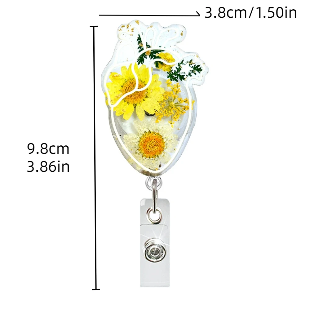 Stretchable Heart Badge Clip Fall-proof with Back Clip Retractable Badge Reel Chest Card ID Card Clips Nurse Badge Holder