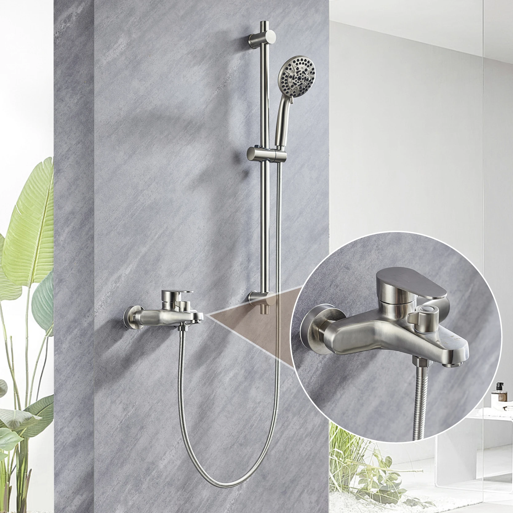 

Bathroom Shower System with 8 Function Handheld Shower Wall Mounted Shower Set with Tub Faucet Modern Shower Bathtub Faucet Set