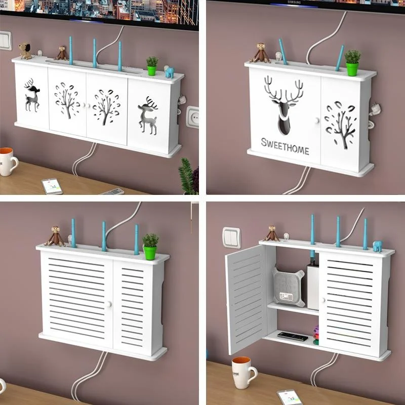 Decorative TV Socket Cover Box Wall Mounted Cable Organizer Hide Ugly Cables Background Wall Wire Collection Box