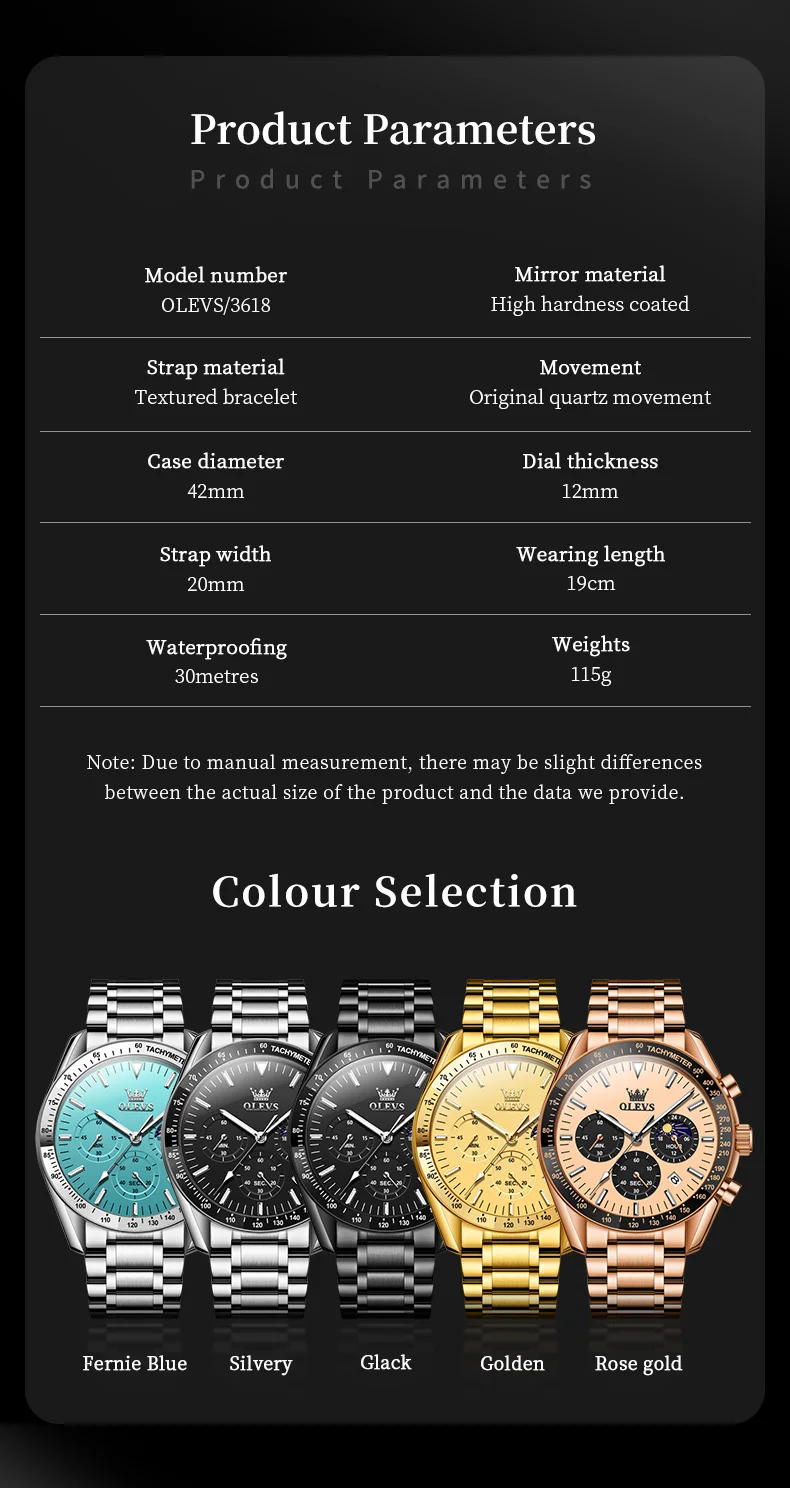OLEVS Original Luxury Brand Watch Men 2024 NEW Multifunctional Chronograph Waterproof Luminous Trend Men's Wristwatches