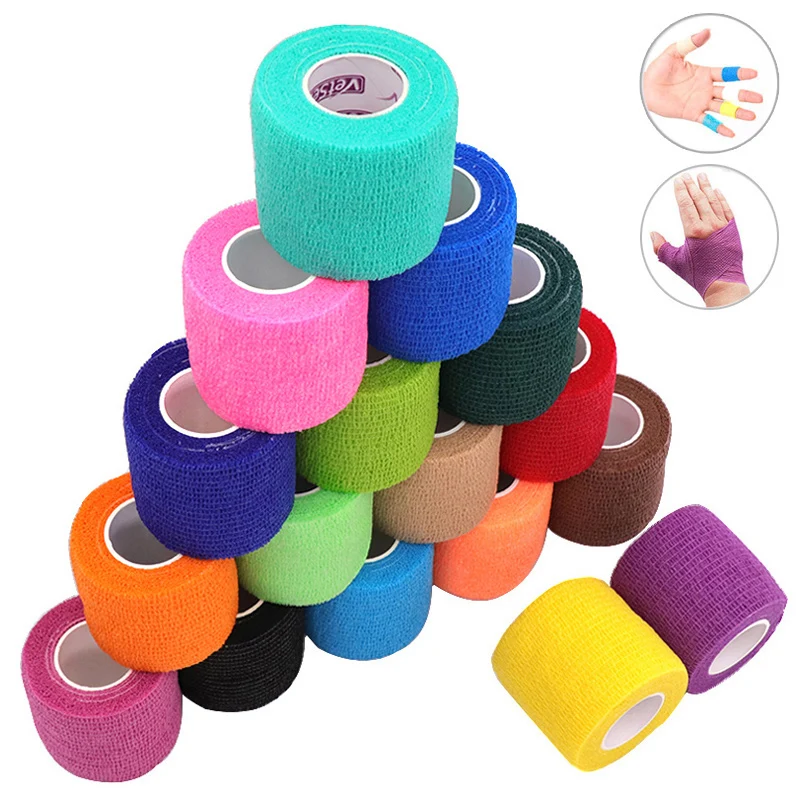 Fita adesiva elástica esportiva colorida de 14 cores, bandagem autoadesiva, protetor esportivo para joelho, dedo, tornozelo, palma da mão e animais de estimação.