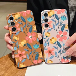 Handmade Flowers Case For Samsung Galaxy A55 A54 A53 A52 A16 A15 A14 A35 A34 A25 5G S20 FE S21 S22 S23 S24 Ultra Leather Texture