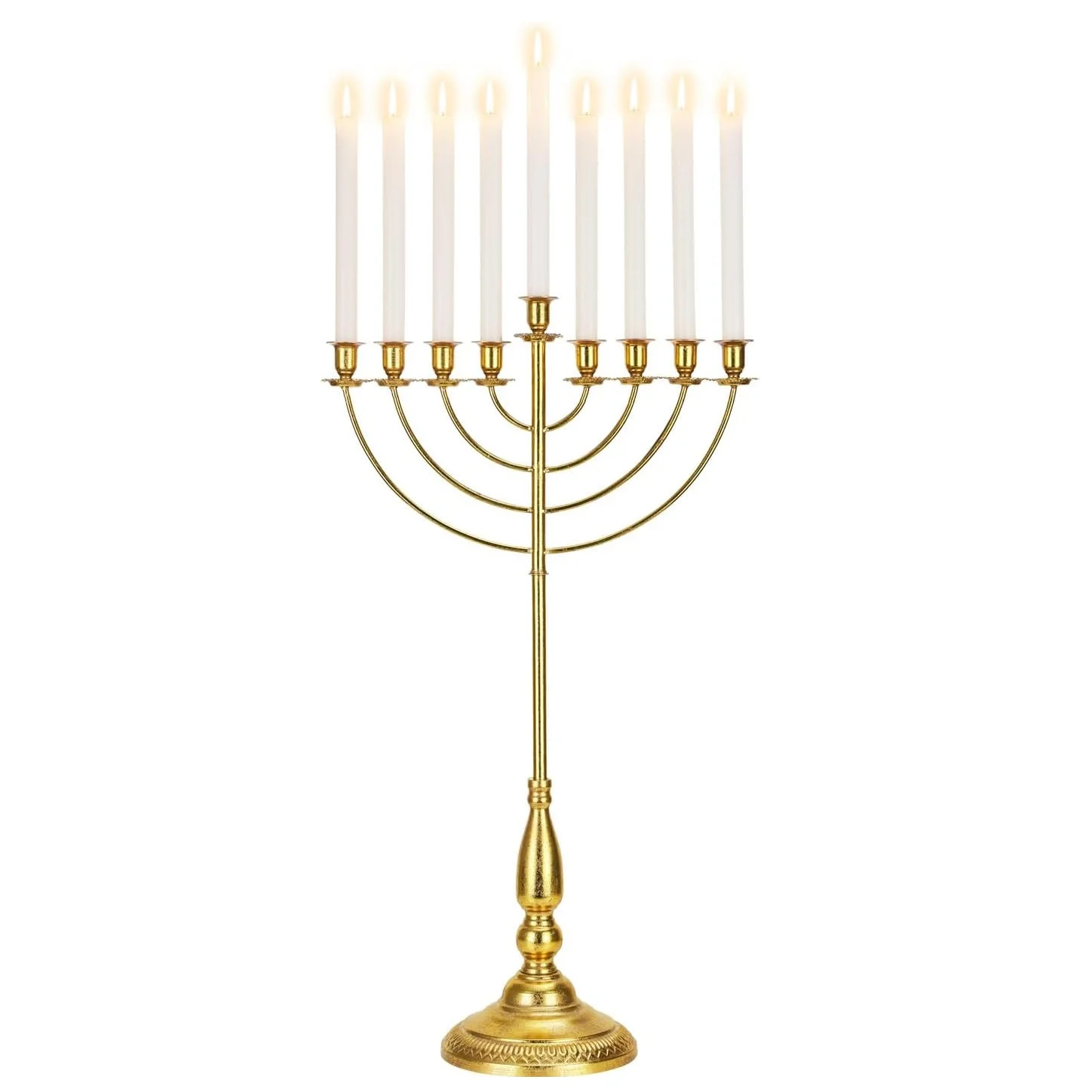 Gold 9 and 7 Candlesticks High Taper Aluminum Candlestick Holder for Hanukkah or Birthday Religious Jewish Jewish Family Use