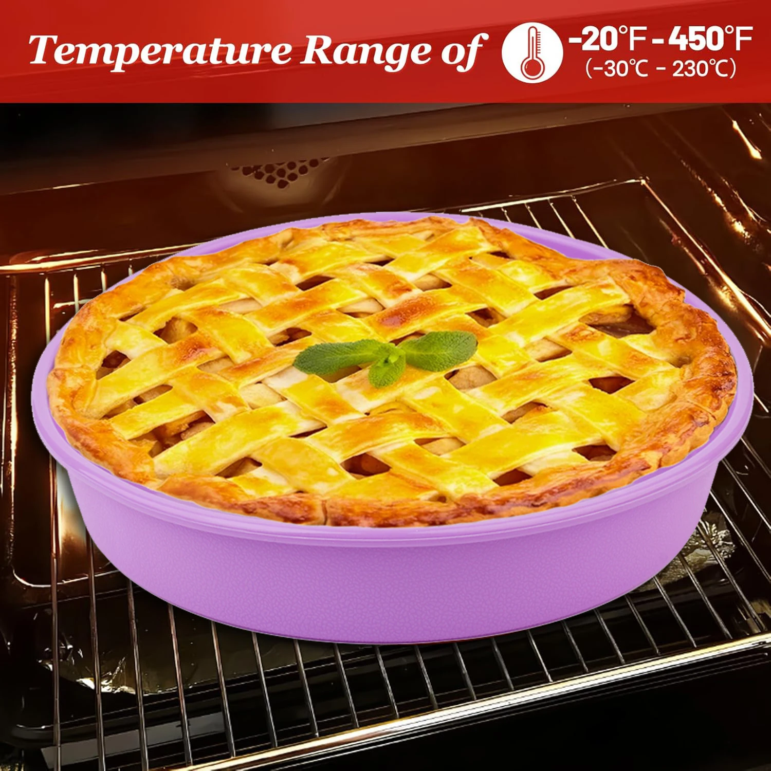 2Pcs Silicone Cake Pan Round Baking Molds Silicone Baking Pan for Cheesecake Chocolate Cake Brownie Cake (Purple, 9 Inch) view 4