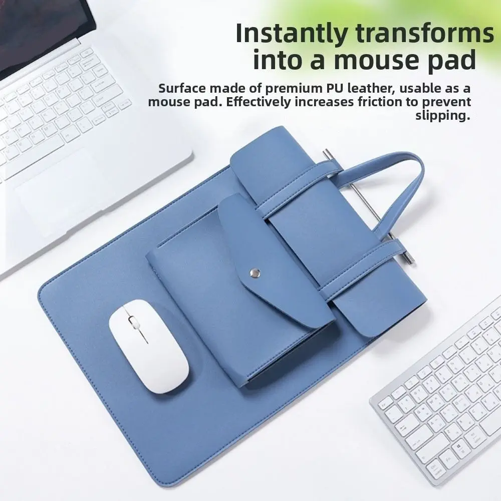 Large Capacity Laptop Sleeve Bag PU Leather Waterproof Notebook Case Pouch Bag Handheld Shockproof Tablet Notebook Bag