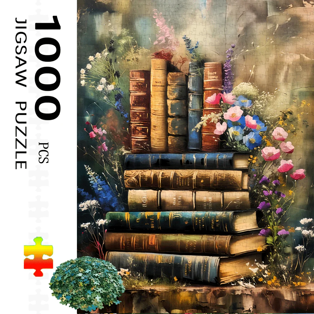 1000Pcs Books & Flo… - image