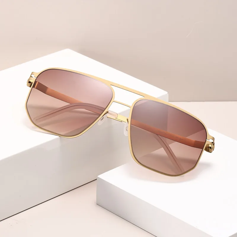German Screwless Trendy Square Anti-ultraviolet Sunglasses for Men Women Handmade Ultralight Sun Glasses Outdoor UV400 Sunglass