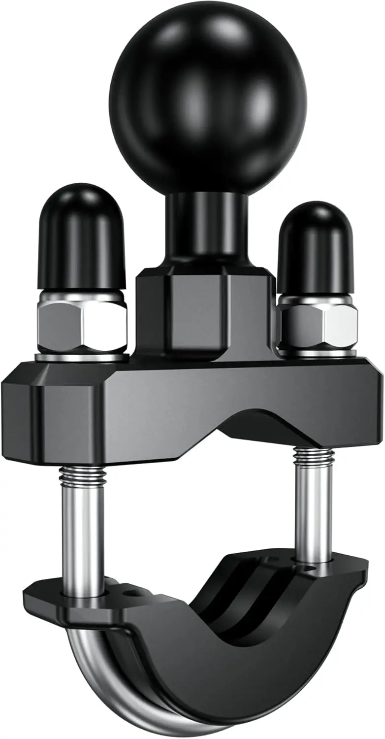 

1'' Ball Handlebar U-Bolt Mount Base, Fit for Round Rails 0.5'' to 1.26'' Diameter, Compatible with 1'' Ball Double Socket Arm & Phone Holder