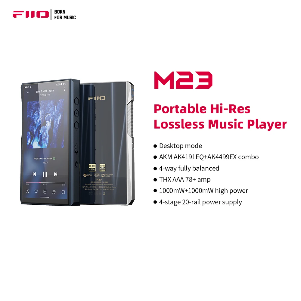 FiiO M23 Hi-Res HIFI Portable Android10 Music Player AMP USB DAC with AK4191EQ+AK4499EX  PEQ Bluetooth 5.0