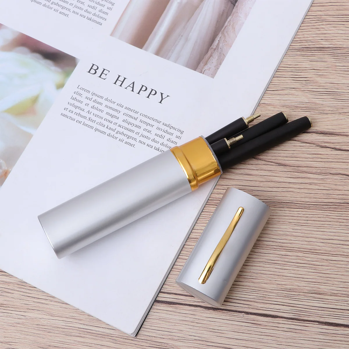 

Portable Foldable Ebony Chopsticks With Aluminum Case Travel Lightweight Natural Wood Rustproof Pen Shape