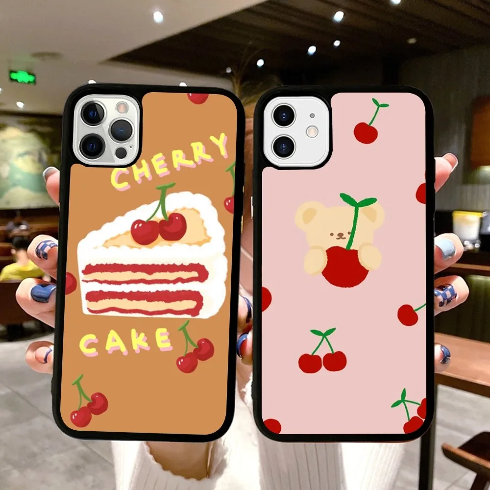 Cute Lovely Cherry Phone Case Silicone PC+TPU For Samsung S10 20 30 22 23 24 Plus Lite Mobile Cases