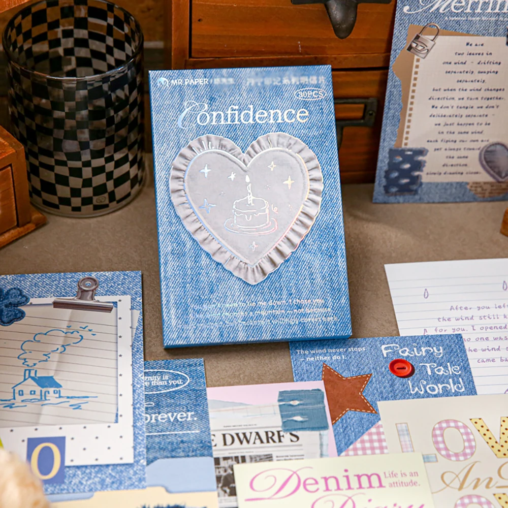 Cowboy style card, denim imprint material boxed postcard, travel commemorative gift, decorative wall card