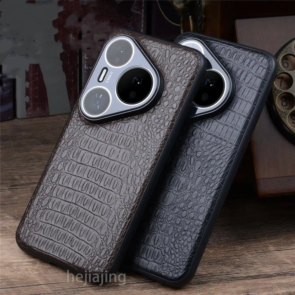 

Чехол из натуральной яловой кожи крокодила для Huawei Pura 70 80 Ultra Pro, деловая задняя крышка