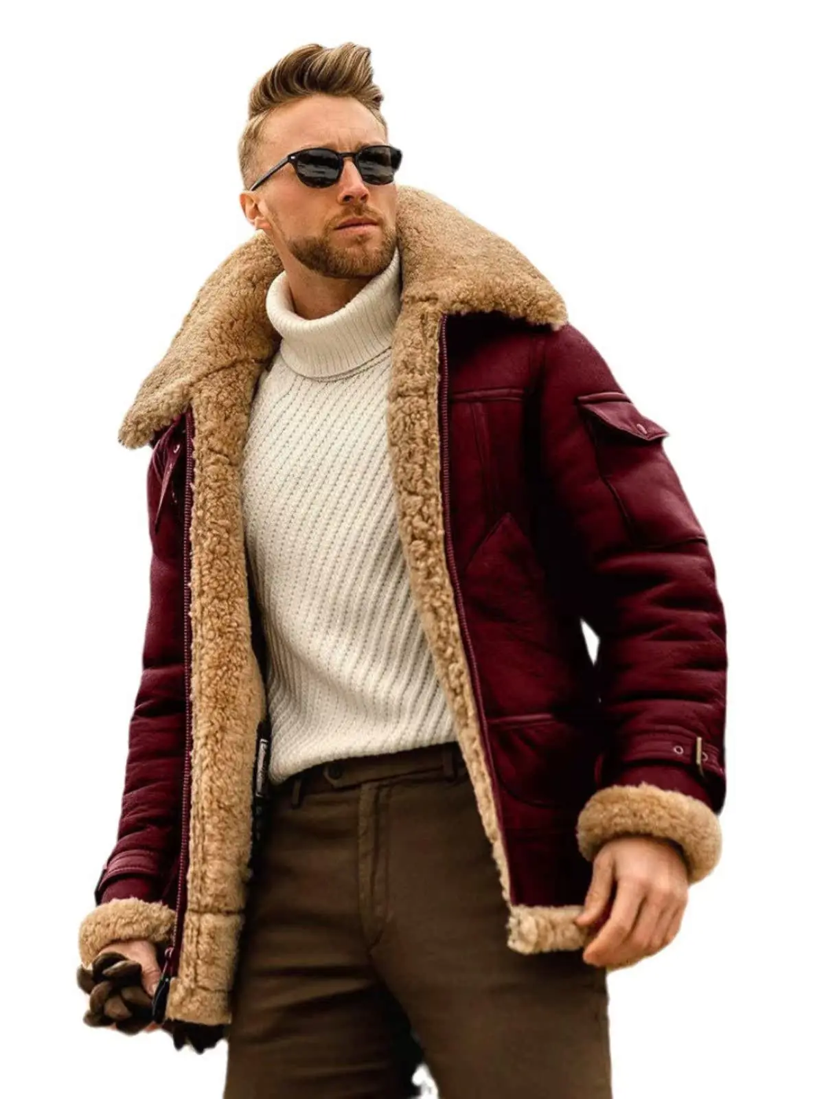 

Thickened Heavy Work Leather Men's Coat Ethnic Style Winter Cotton Clothing Nordic Sales Trendy Retro Fashionable Men's Coat