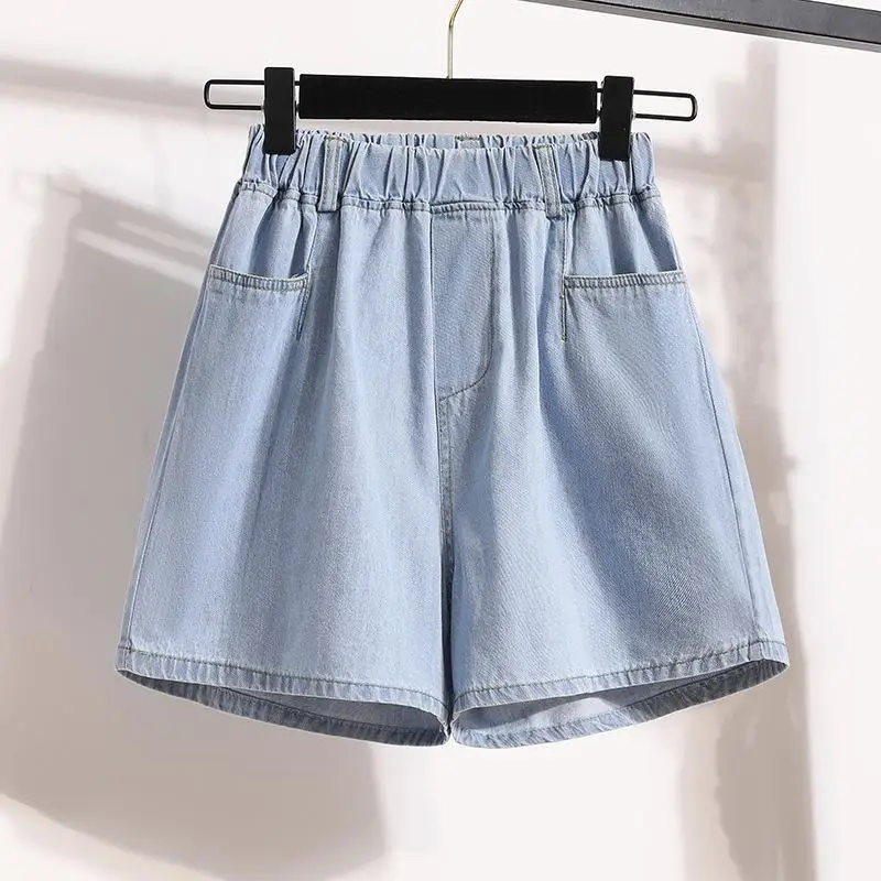 Summer 2024 Women's A-Line Thin Lyocell Denim orts High Waist Wide Leg Pants Casual Versatile Loose Fit Blue Five-Quarter L...