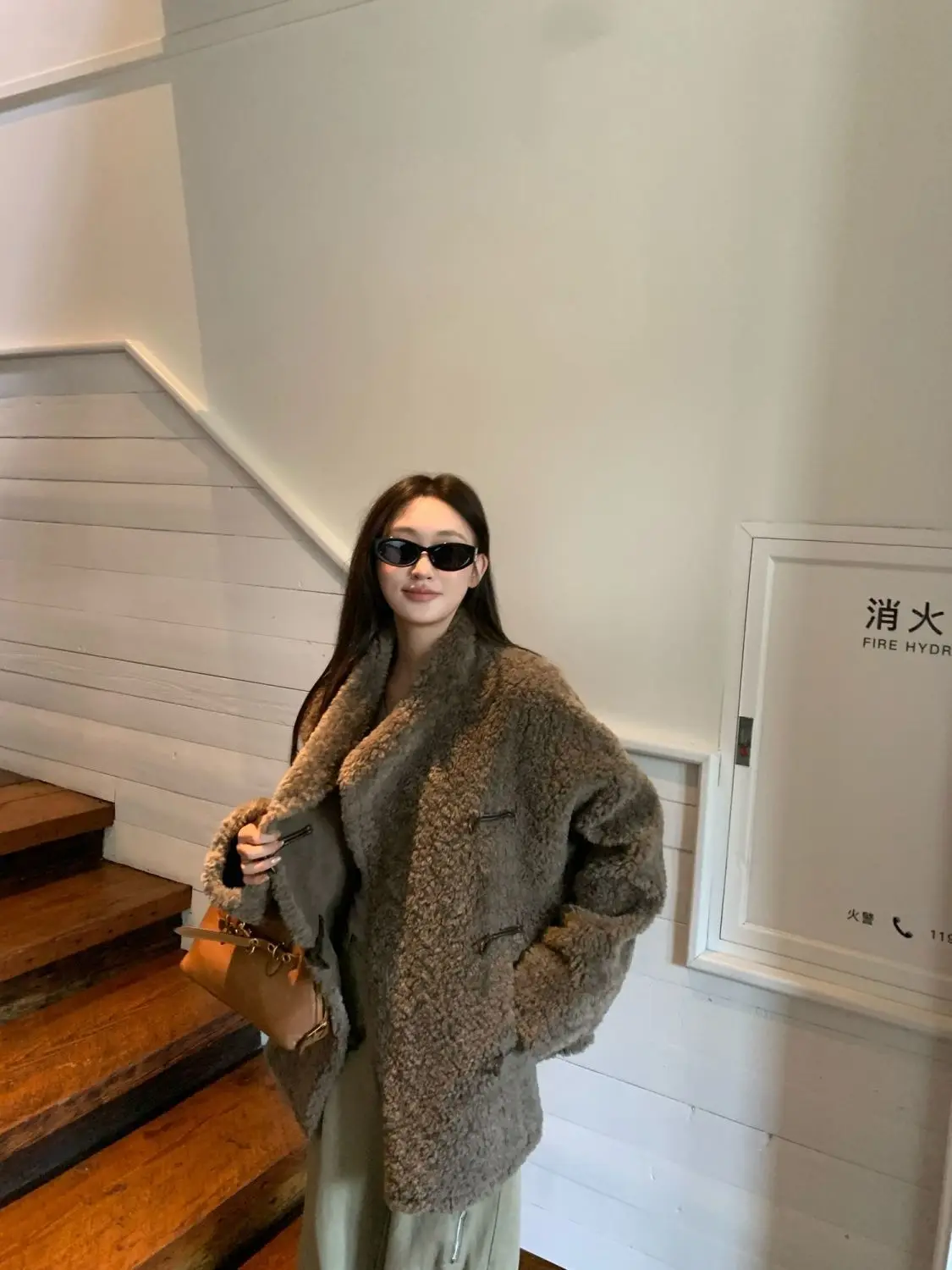 Nepbont voor jasjassen Damespatroon Afneembaar Buiten Dochter Dubbelzijdig Geribbeld Uitloper Tender Bow Casual Vrouwelijke Trend