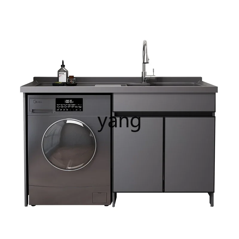 YJQ Laundry Cabinet Space Aluminum Balcony with Washboard Large Sink Integrated Basin Cabinet