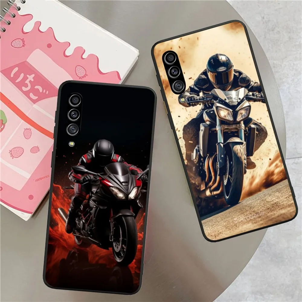 Motorcycle Rider Mobile Cell Phone Case for Samsung Galaxy S23 S22 S21 S10 S9 S8 Plus Ultra Black Soft Phone Cover Funda