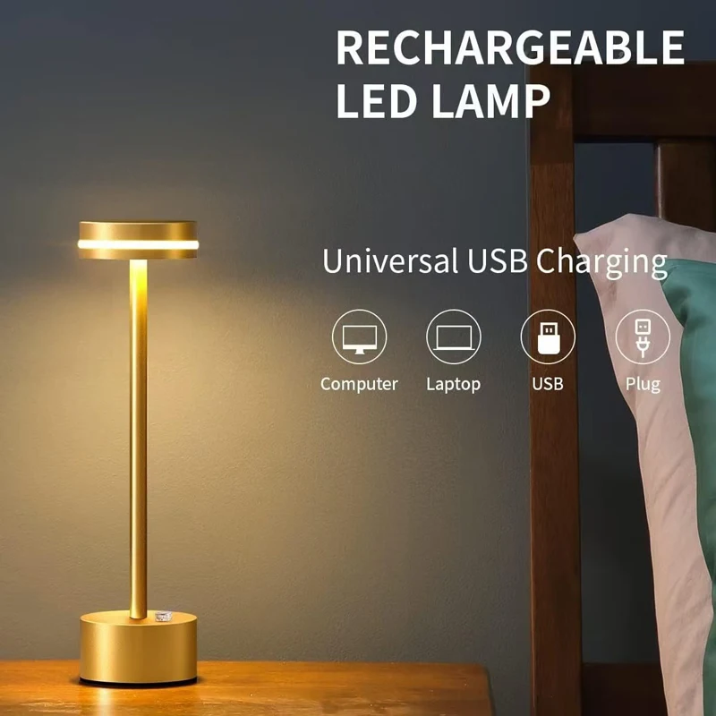 Amerikaanse I-vormige bureaulamp, nachtkastje, slaapkamer USB-opladen decoratieve bureaulamp, draagbaar nachtlampje met aanraaksfeer