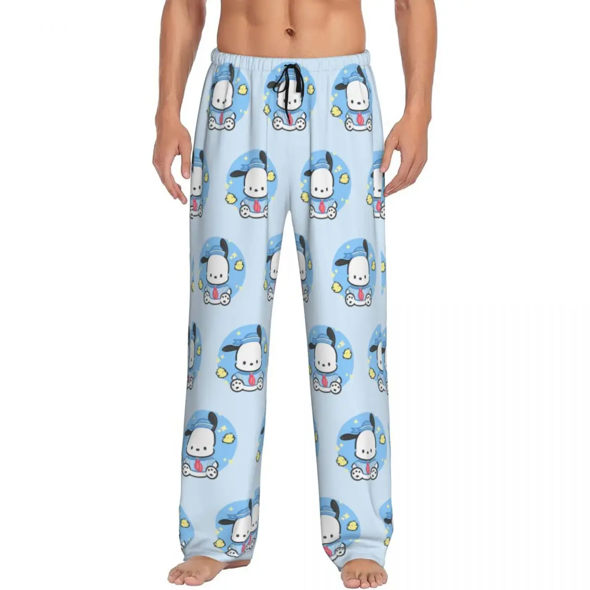 Custom Men's Pochacco Pajama Pants Printed Cartoon Kawaii Sleep Sleepwear Bottoms with Pockets