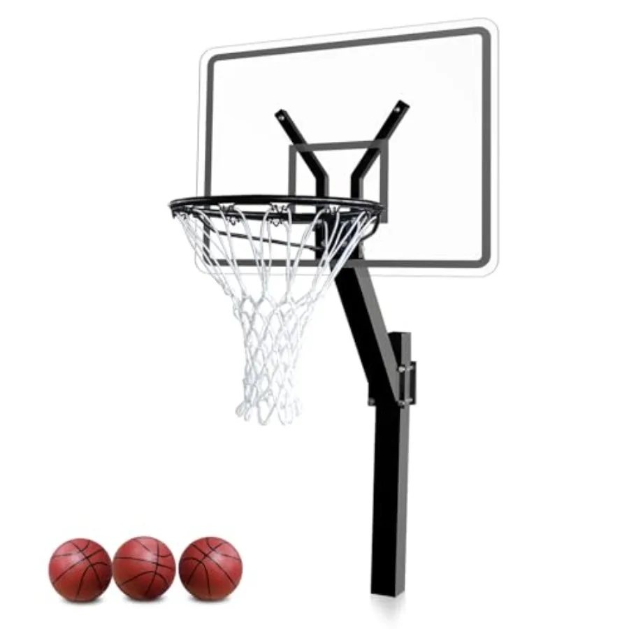 

Pool basketball hoop for poolside use, acrylic backboard, silver, rustproof aluminum alloy frame with adjustable height 2042 in