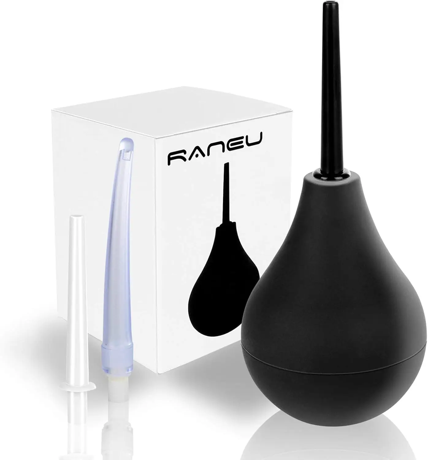 Enema Bulb Douche Enema Kit for Women & Men with 3 Nozzles (Black, 4 Piece Set)